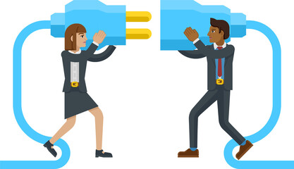 Connecting Plug Fitting Together Business Concept