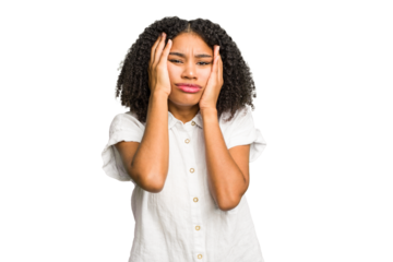 Young african american woman isolated whining and crying disconsolately.