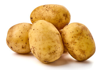 New washed pototoes, isolated on white background.