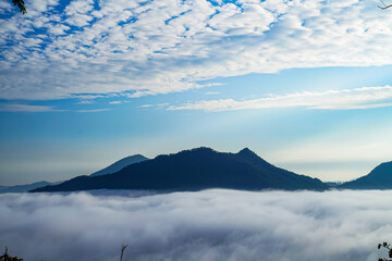 Sea of ​​mist, mountains in the morning, Phu Thok, Chiang Khan in Thailand