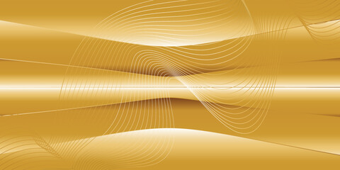 Vector golden brown abstract background with waves and stripes.