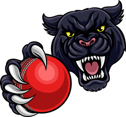 Black Panther Holding Cricket Ball Mascot