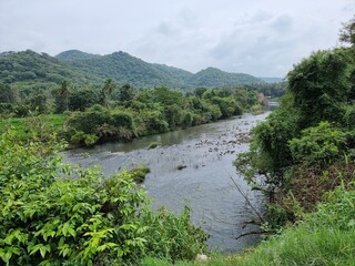 Fototapeta na wymiar Beautiful bhavani river in Attappadi, Palakkad, Kerala, India. 