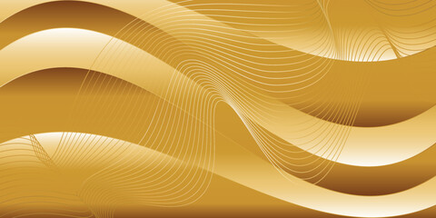 Vector golden brown abstract background with waves and stripes.