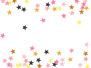 Rich black pink gold starburst vector backdrop. Many starburst spangles holiday decoration confetti. Party decor star burst pattern. Spangle elements poster decor.