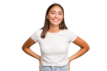 Young cute caucasian woman isolated happy, smiling and cheerful.