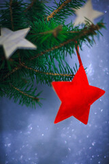 christmas tree with red star