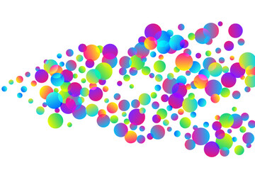 Magic flying confetti scatter vector illustration. Rainbow round elements christmas vector. Cracker poppers falling confetti. Holiday celebration decor background. Top view sequins.