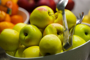apples. apples for breakfast. detail. interior photo.