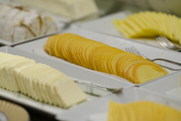 cheese. cheese for breakfast. detail. interior photo.