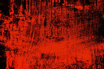 Red black abstract grunge background. Scratched dirty rusty burnt distressed wall. Horror bloody creepy frightening.