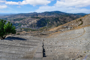 Roman amphitheater at Acropolis of Pergamon Ancient City Ruins in Bergama, Izmir, Turkey