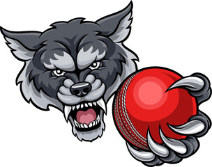 Wolf Holding Cricket Ball Mascot