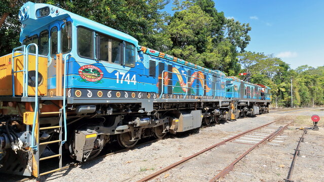 The Kuranda Scenic Railway stopped at the Kuranda train station. Queensland-Australia-257