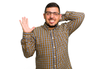 Young caucasian man isolated screaming with rage.