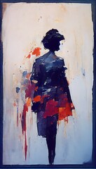 Abstract colorful of woman. Brush stroke. - obrazy, fototapety, plakaty
