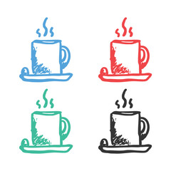 Tea cup icon, Coffee cup icon, cup of warm coffee logo, coffee vector icons in multiple colors 