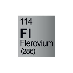 Obraz premium Flerovium chemical element of Mendeleev Periodic Table on grey background.
