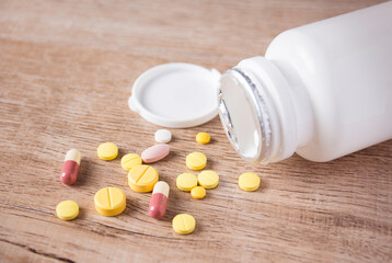 Fototapeta na wymiar take medicine pills and drug for patient from pharmacy
