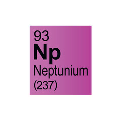 Neptunium chemical element of Mendeleev Periodic Table on pink background.
