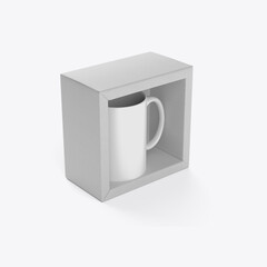 Fototapeta premium Cardboard Box with Mug Mockup. 3D render