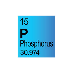 Phosphorus chemical element of Mendeleev Periodic Table on blue background.