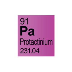 Protactinium chemical element of Mendeleev Periodic Table on pink background.