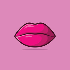 Woman's lips with pink lipstick and kiss gesture