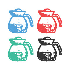 Jug Icon, Jug with handle icon, Coffee pot icon, Teapot coffee icon, hot pot coffee logo, vector icons in multiple colors 