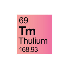 Thulium chemical element of Mendeleev Periodic Table on pink background.