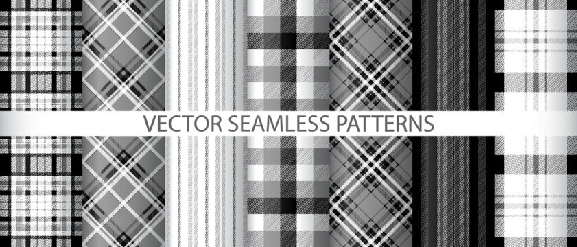 Set check vector textile. Seamless plaid pattern. Background tartan fabric texture.