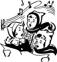 illustration of a children listening to music
