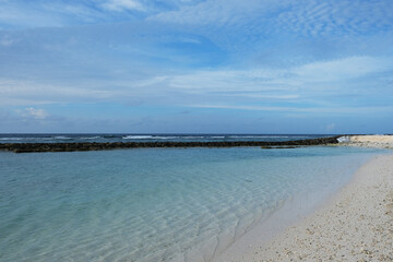 Beautiful beach of Fulidhoo, Maldives during sunny afternoon.