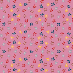 Seamless vector pattern with hand drawn stars. Trendy baby aquarelle texture. Cute pastel stars, repeating background for children textile, wrapping paper, wallpaper