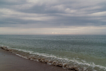 Seascape photo. Still water. Beautiful nature scenery photography with marine landscape on background. Idyllic scene. High quality picture for wallpaper, travel blog, magazine, article