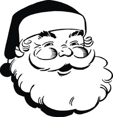 black and white illustration of a santa claus