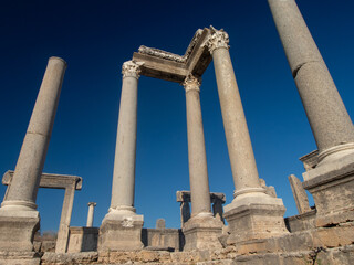 Perge, an ancient Greek city in Anatolia, a large site of ancient ruins, now in Antalya Province on the Mediterranean coast of Turkey