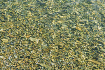 The bottom of the lake under water