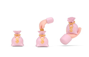 Set Money Bag. 3D render