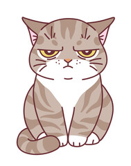 Cute offended cat minimal vector illustration. Doodle cartoon cats series.