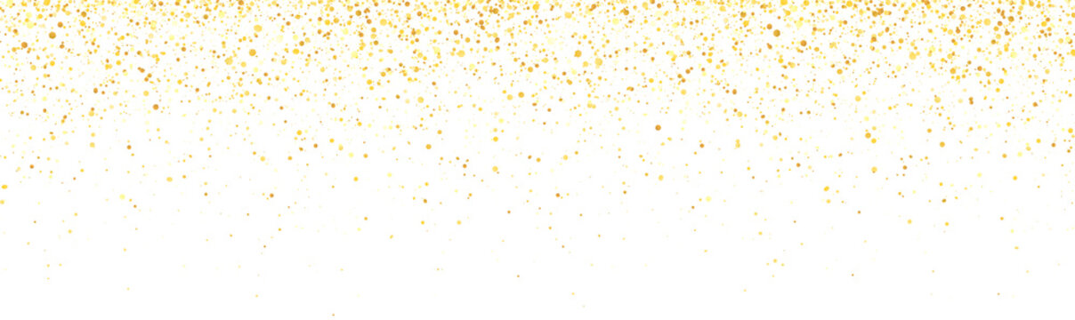 Wide gold glitter holiday confetti isolated