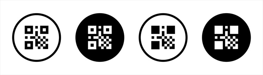 Digital scanning icon. QR Code for payment symbol.  Scan QR code signs stickers, vector illustration