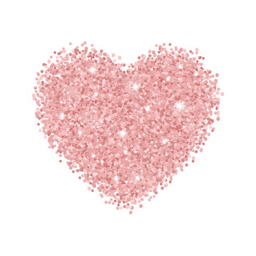 Rose gold scatter glitter heart isolated PNG