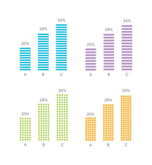 Set of bar graph templates for company business presentations, reports, leaflets, brochures.