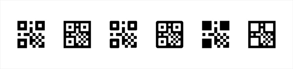 Scan QR code icon. QR Code for payment symbol. Digital scanning signs stickers, vector illustration