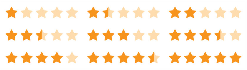 Set of stars quality rating icon symbol signs stickers, vector illustration