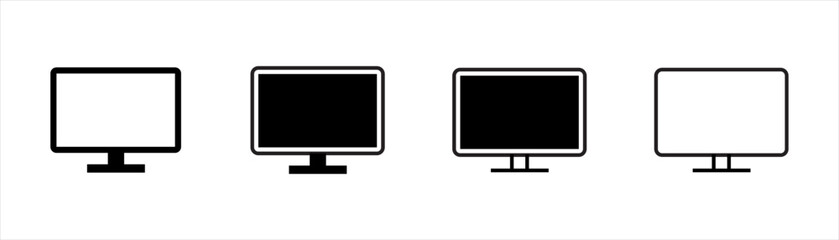 Computer monitor icon symbol signs stickers, vector illustration