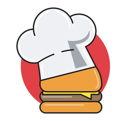 burger chef logo. burger combined with a chef's hat