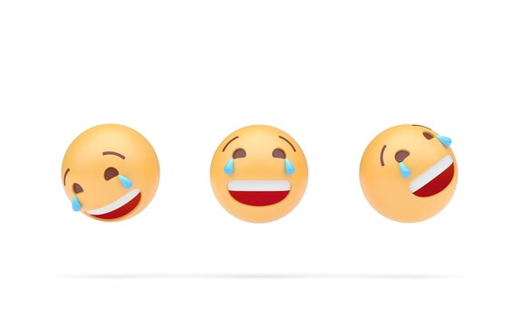 Set Laughing Emoji. 3D Illustration