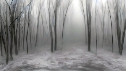 watercolor painting of landscape image for winter time, winter colors., snowy woods look with Generative AI.
